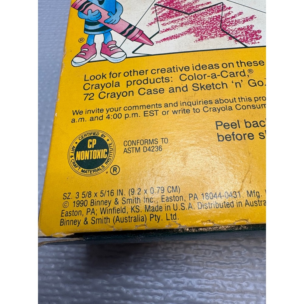 Vintage 1990 Crayola 64 Crayons Box with Built-In Sharpener Retro Art Supplies - Picture 5 of 7